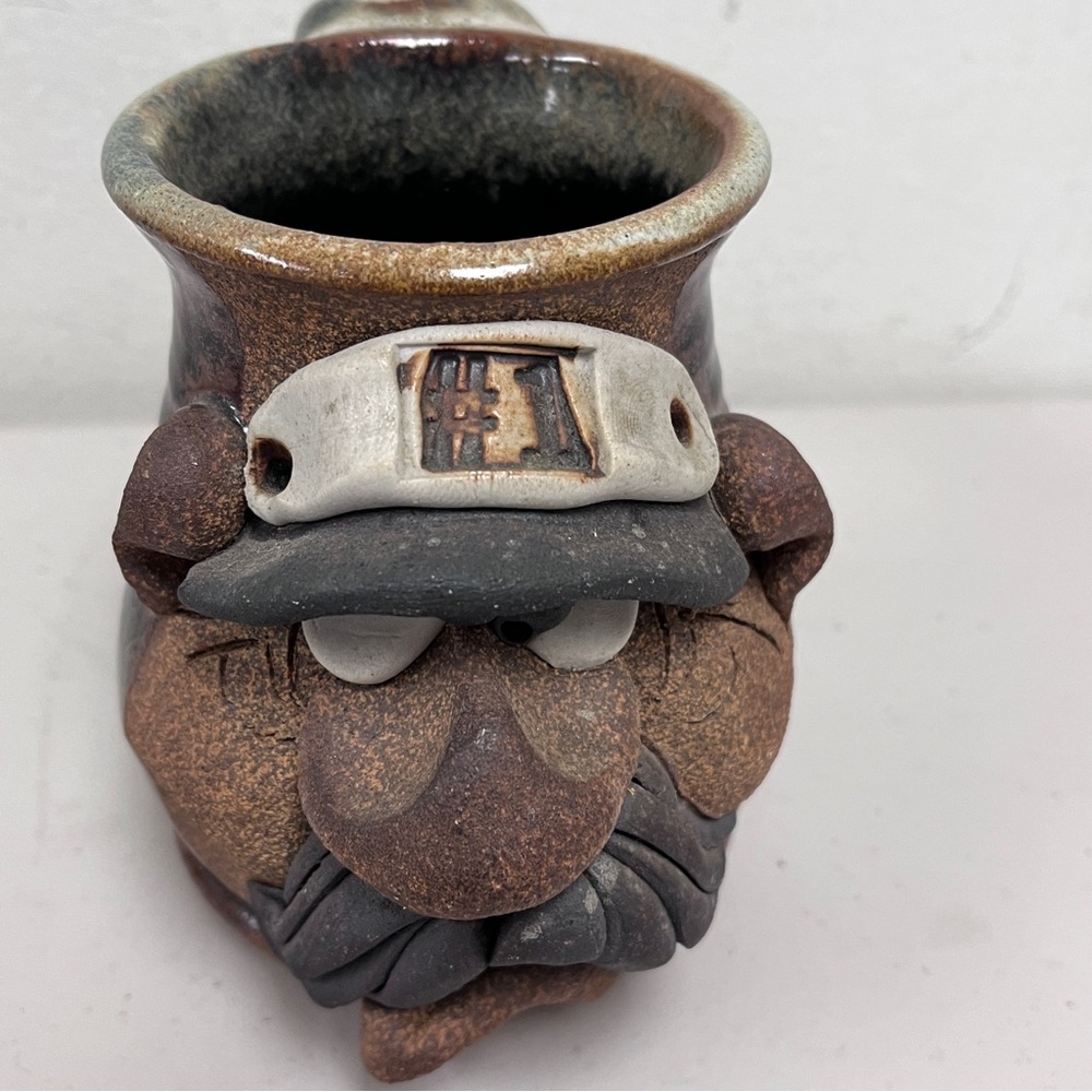 Mahon MMS ugly face pottery mug Vintage 70s mustache #1 collectible